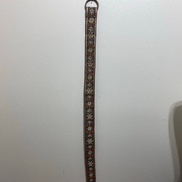 Embroidered Needle Work Brown W/ Multicolor Design D Rings Buckle Belt Size
30 main image 4